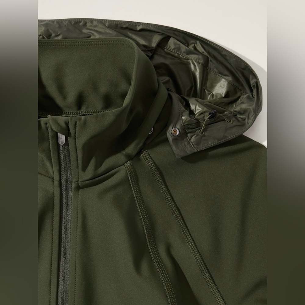 Athleta Aspen Olive Interval Jacket Hooded Medium Running Outdoor Hiking - Picture 5 of 11